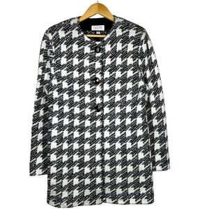 St. John by Marie Gray Big Button Houndstooth Knit Jacket Topper 10